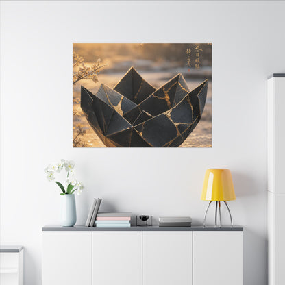 Kintsugi Paper Fold in Golden Hour | Gold Repair Canvas Art