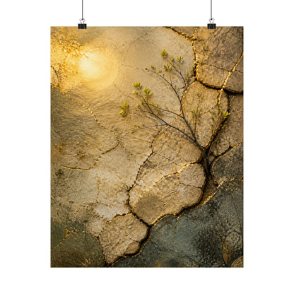 Cracked Earth Texture Wall Art Print | Earthy Japandi Art
