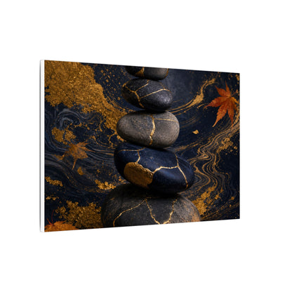 River Stones Autumn Canvas Art | Kintsugi Artful Design