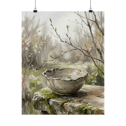 Japandi Ceramic Bowl in Overcast | Minimal Line Wall Art Print