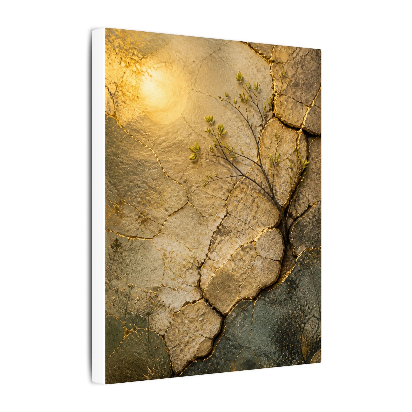 Cracked Earth Spring Canvas Art | Japandi Warm Design