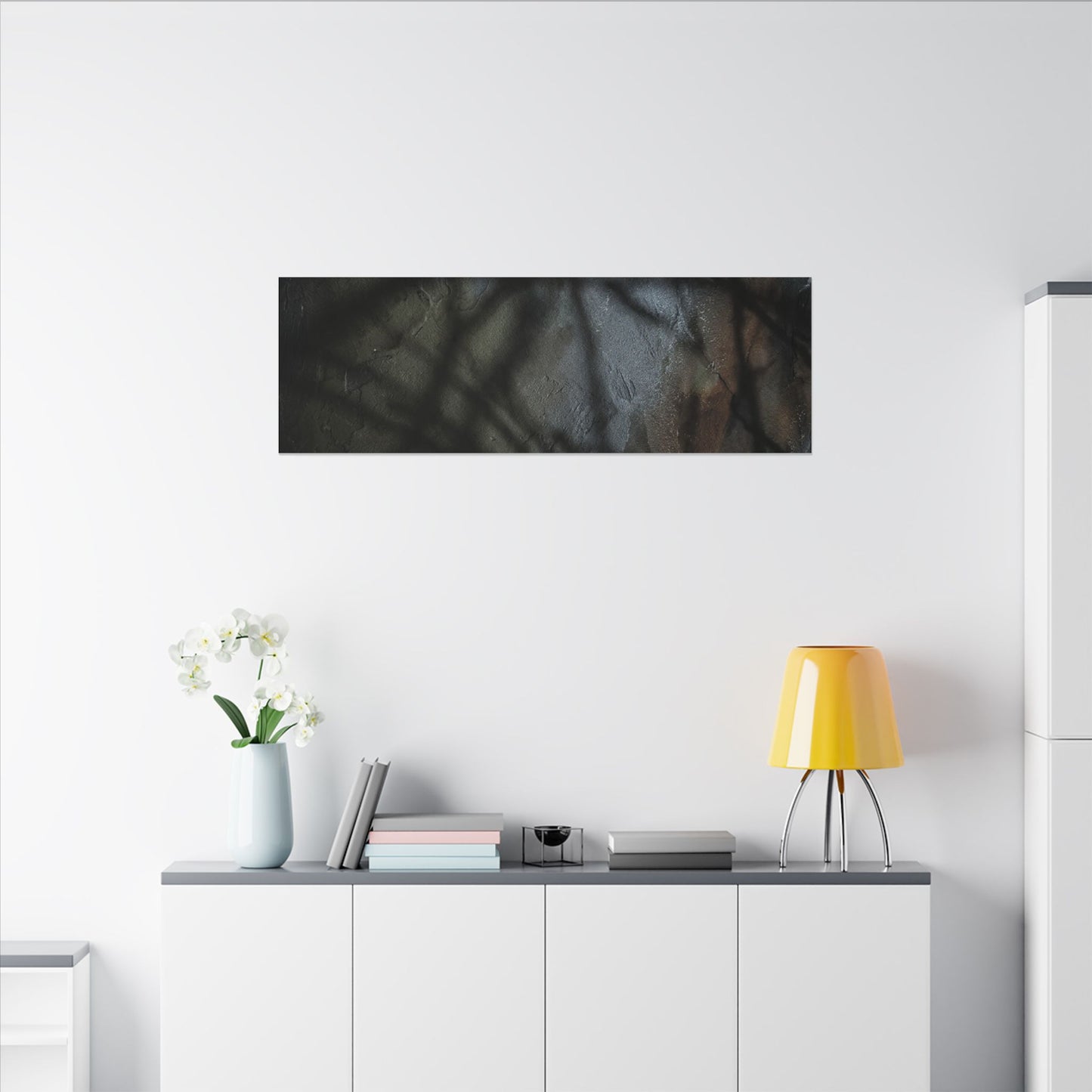 Shadow Play Dark Texture Canvas Art | Sophisticated Dark Japandi Art