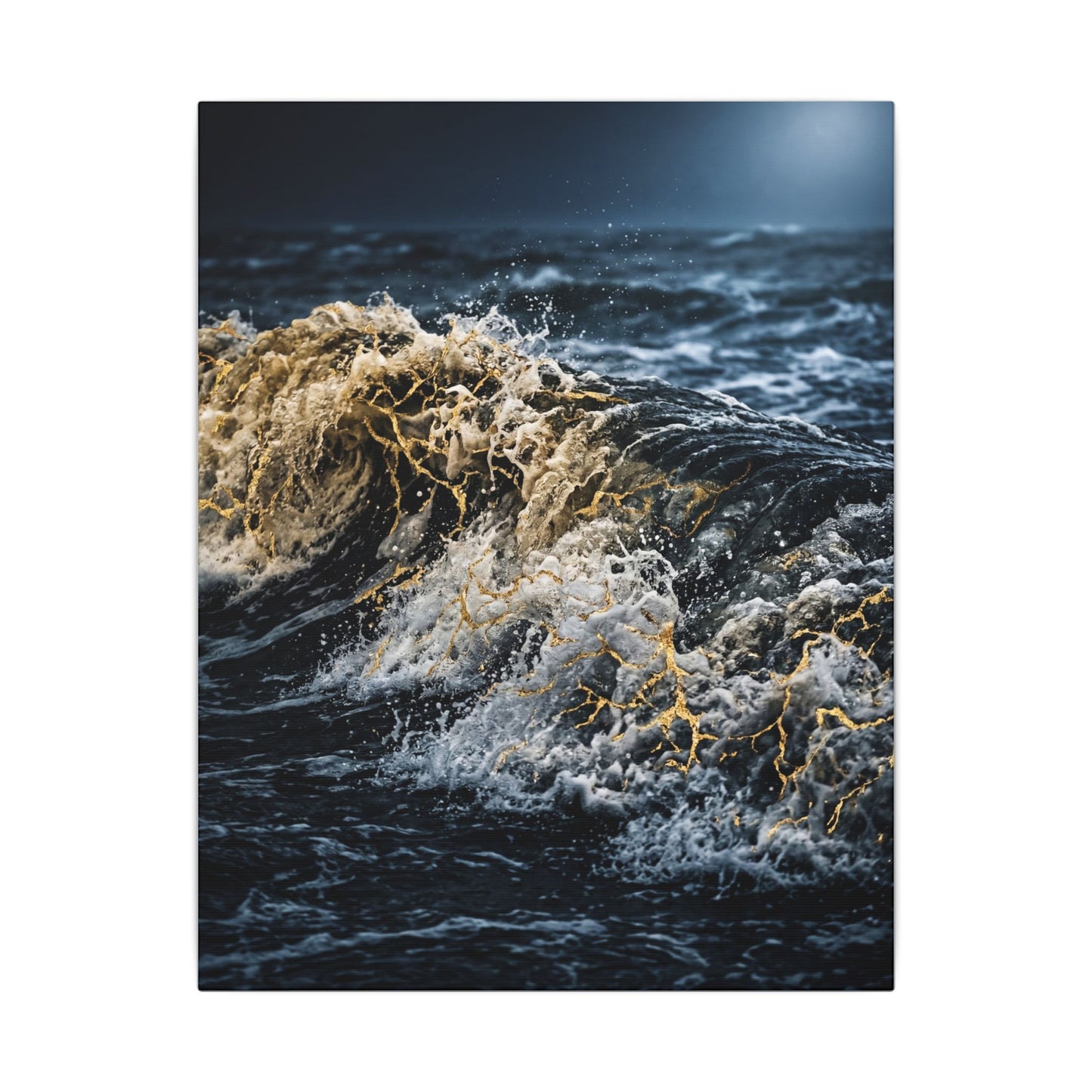 Ocean Wave Winter Canvas Art | Kintsugi Artful Design