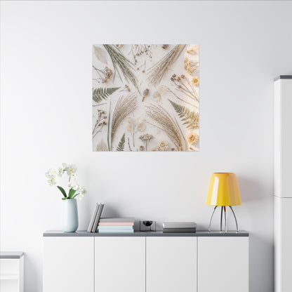 Elegant Dried Flowers Canvas Art - Japanese Pattern Japandi