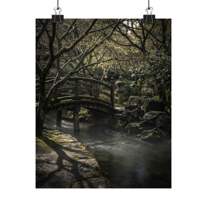 Bold Wooden Bridge Wall Art Print - Shadow Zen Dark Japandi