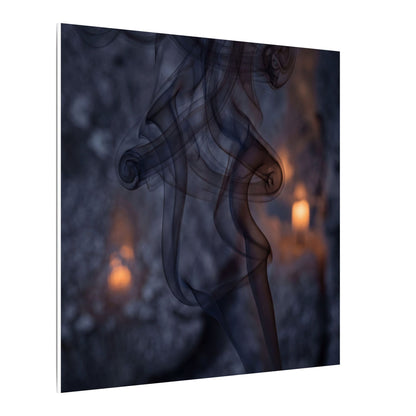 Incense Smoke Winter Canvas Art | Dark Japandi Sophisticated Design