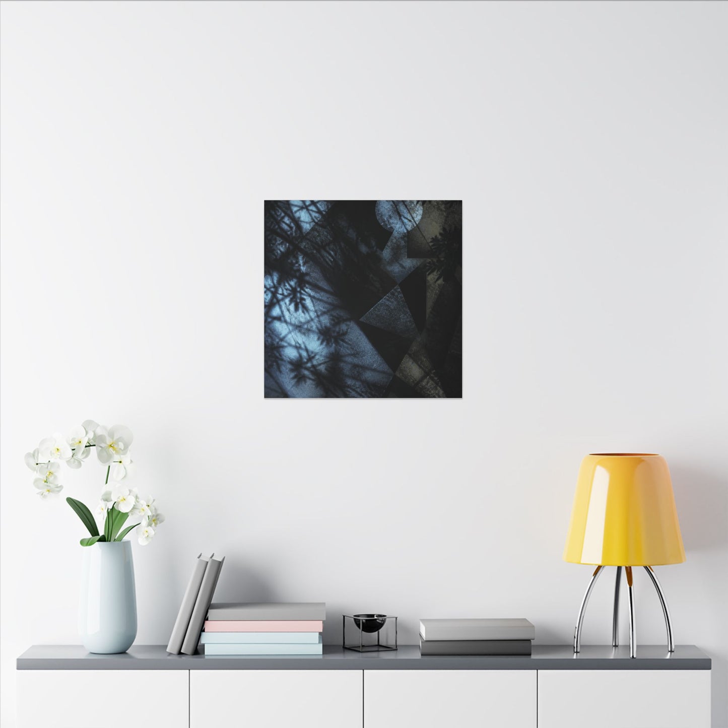 Shadow Play Winter Canvas Art | Dark Japandi Luxurious Design