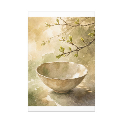 Warm Ceramic Bowl Canvas Art - Watercolor Japandi