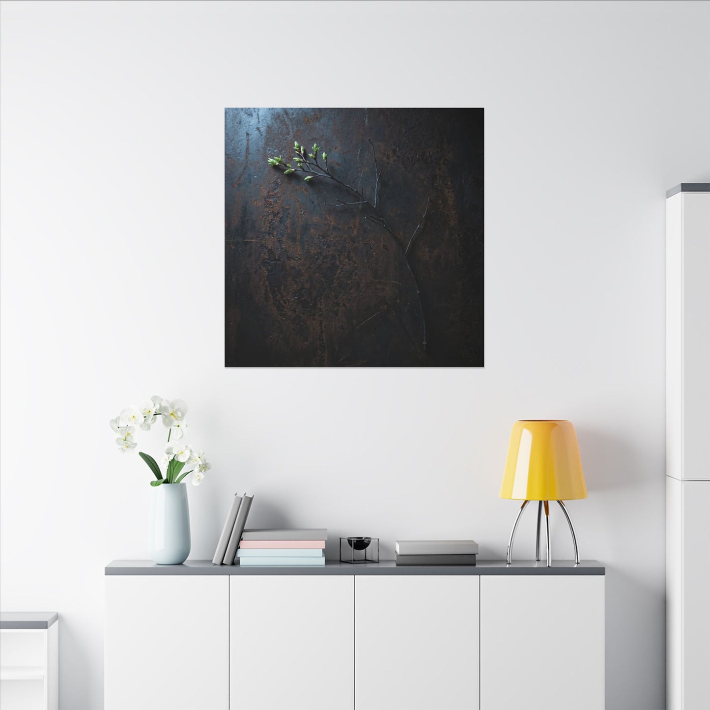 Moody Rust Patina Canvas Art - Moody Minimal Dark Japandi