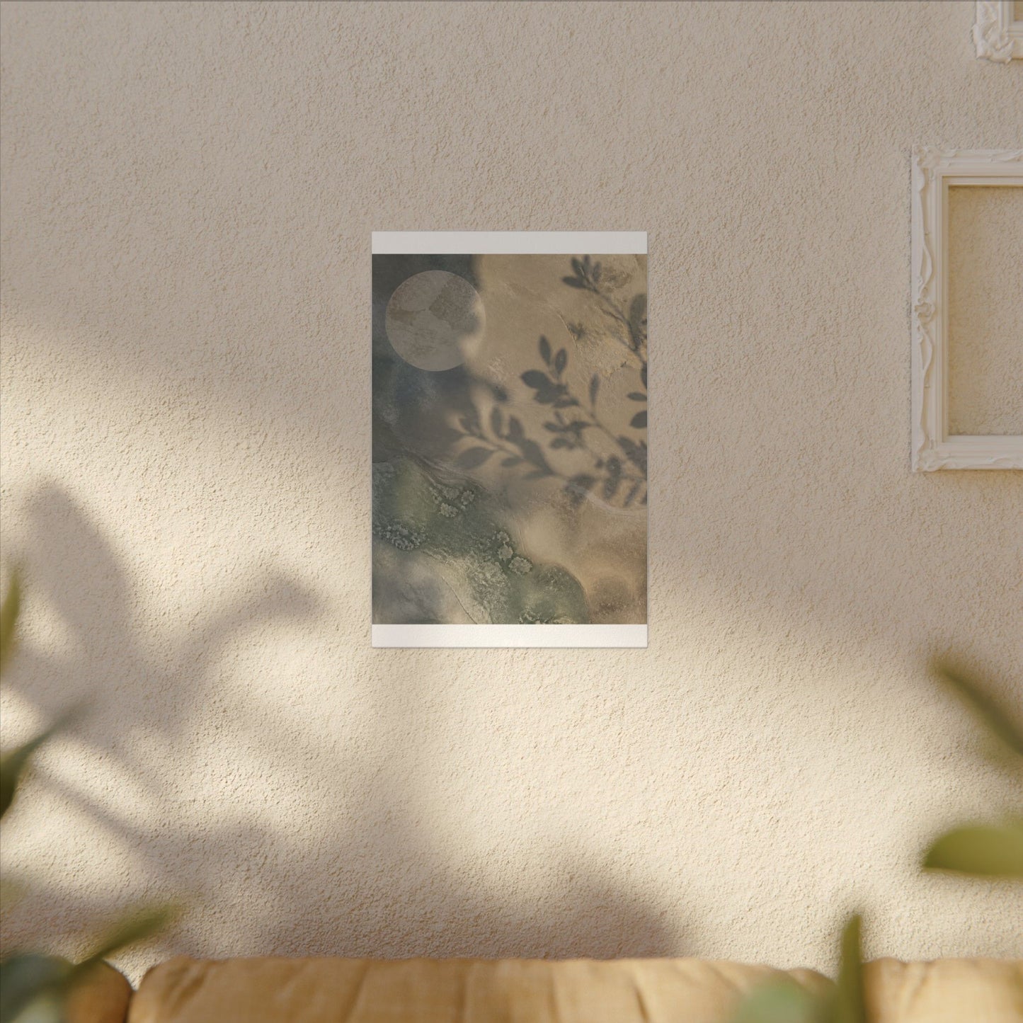 Japandi Shadow Play in Moonlight | Texture Canvas Art