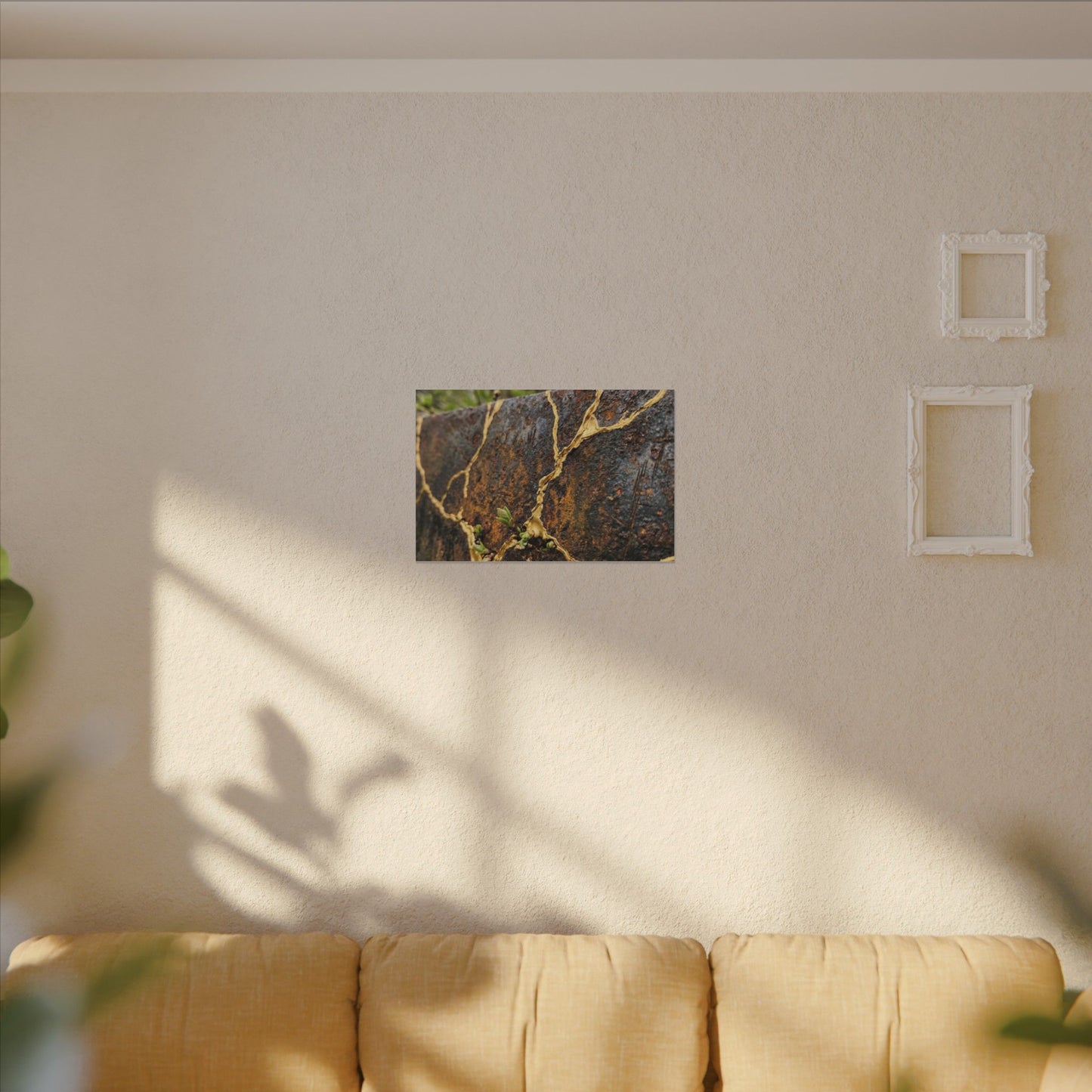 Mono No Aware Rust Patina Canvas Art - Kintsugi Gold Repair