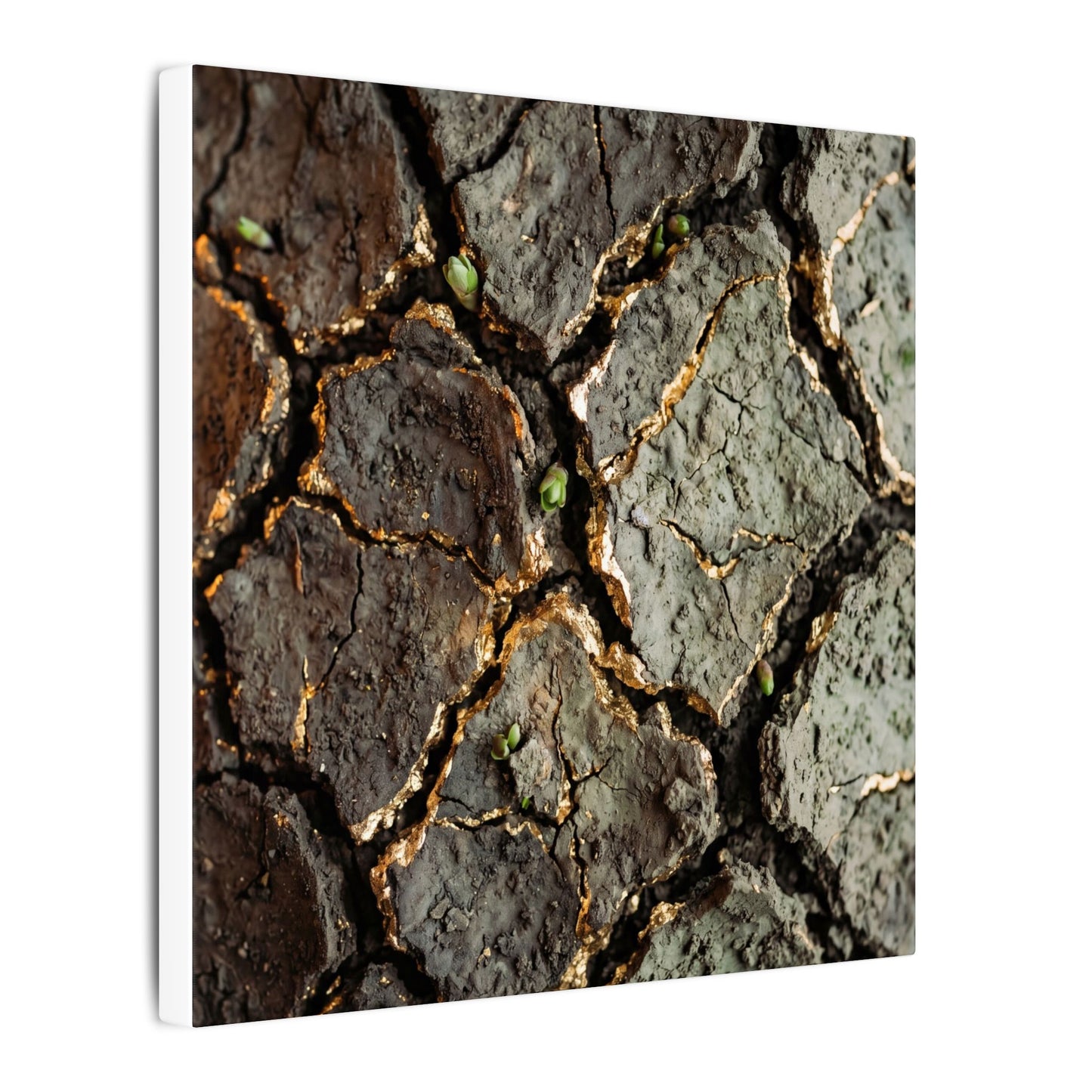 Earthy Cracked Earth Canvas Art - Japanese Pattern Japandi