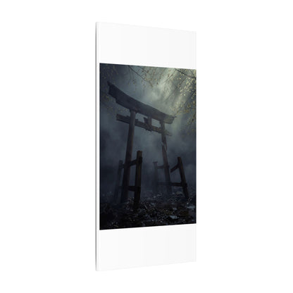 Dark Japandi Torii Gate in Dappled | Moody Minimal Canvas Art