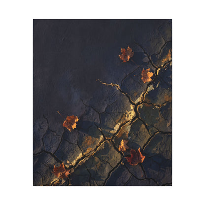 Cracked Earth Canvas Art | Autumn Dark Japandi Dark Texture Art