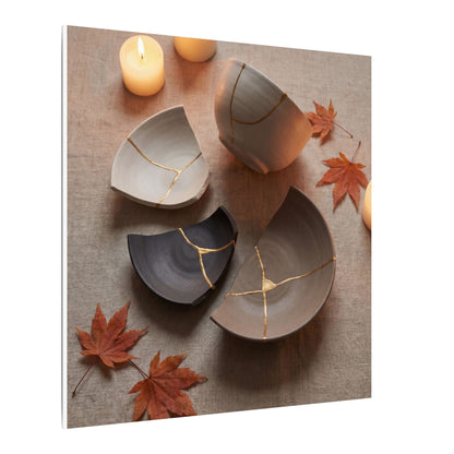 Candlelight Broken Pottery Canvas Art - Japandi Ma