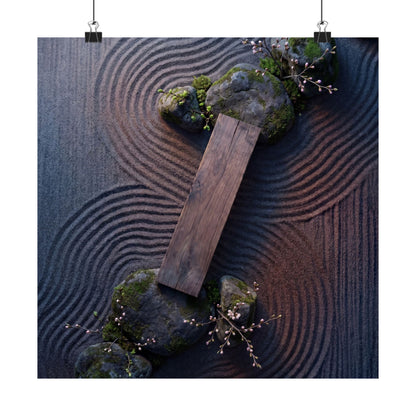 Rock Garden Moody Minimal Wall Art Print | Moody Dark Japandi Art