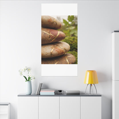 River Stones Summer Canvas Art | Kintsugi Healing Design