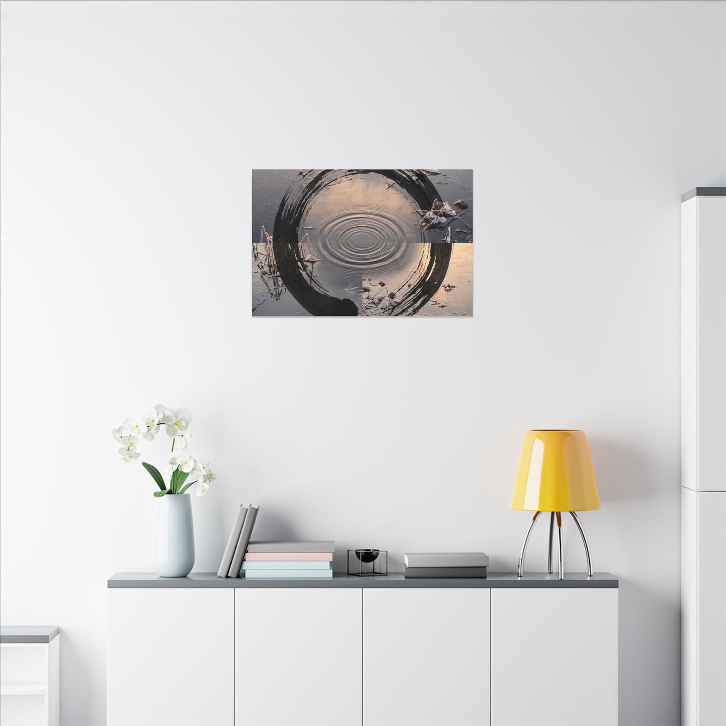Winter Water Ripple Enso Canvas Art | Tranquil Decor