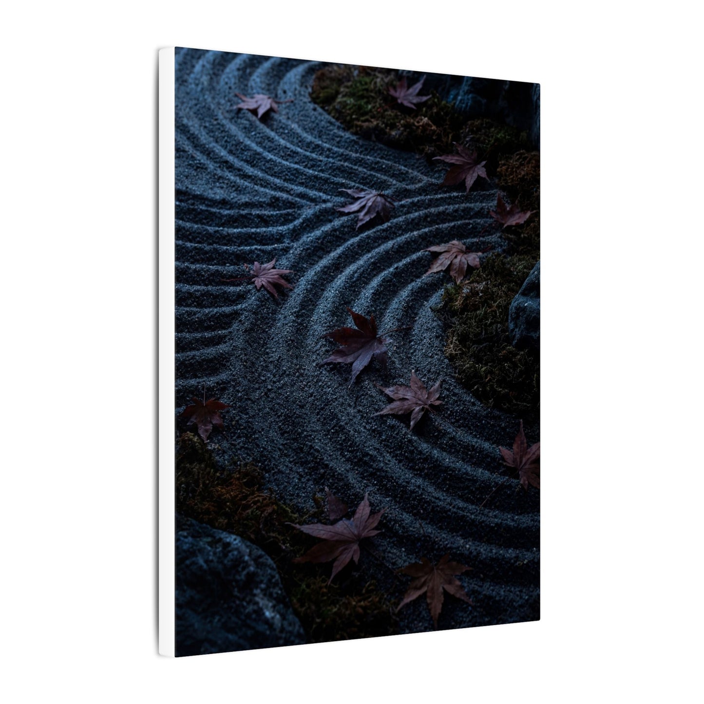 Rock Garden Canvas Art | Autumn Dark Japandi Dark Texture Art