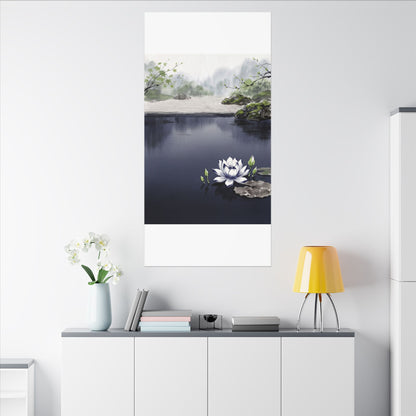 Lotus Flower Karesansui Canvas Art | Tranquil Zen Art