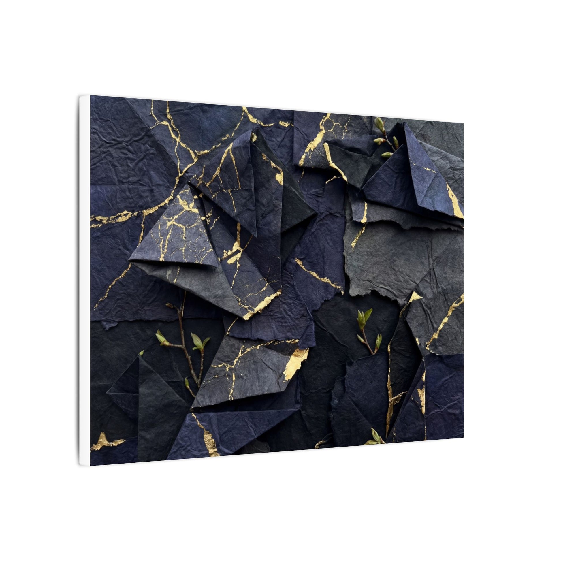 Beautiful Paper Fold Canvas Art - Crackle Gold Kintsugi Art Print