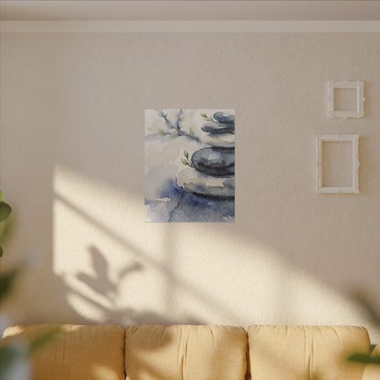 River Stones Watercolor Canvas Art | Cozy Japandi Art