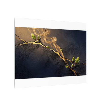 Spring Incense Smoke Gold Vein Canvas Art | Healing Decor