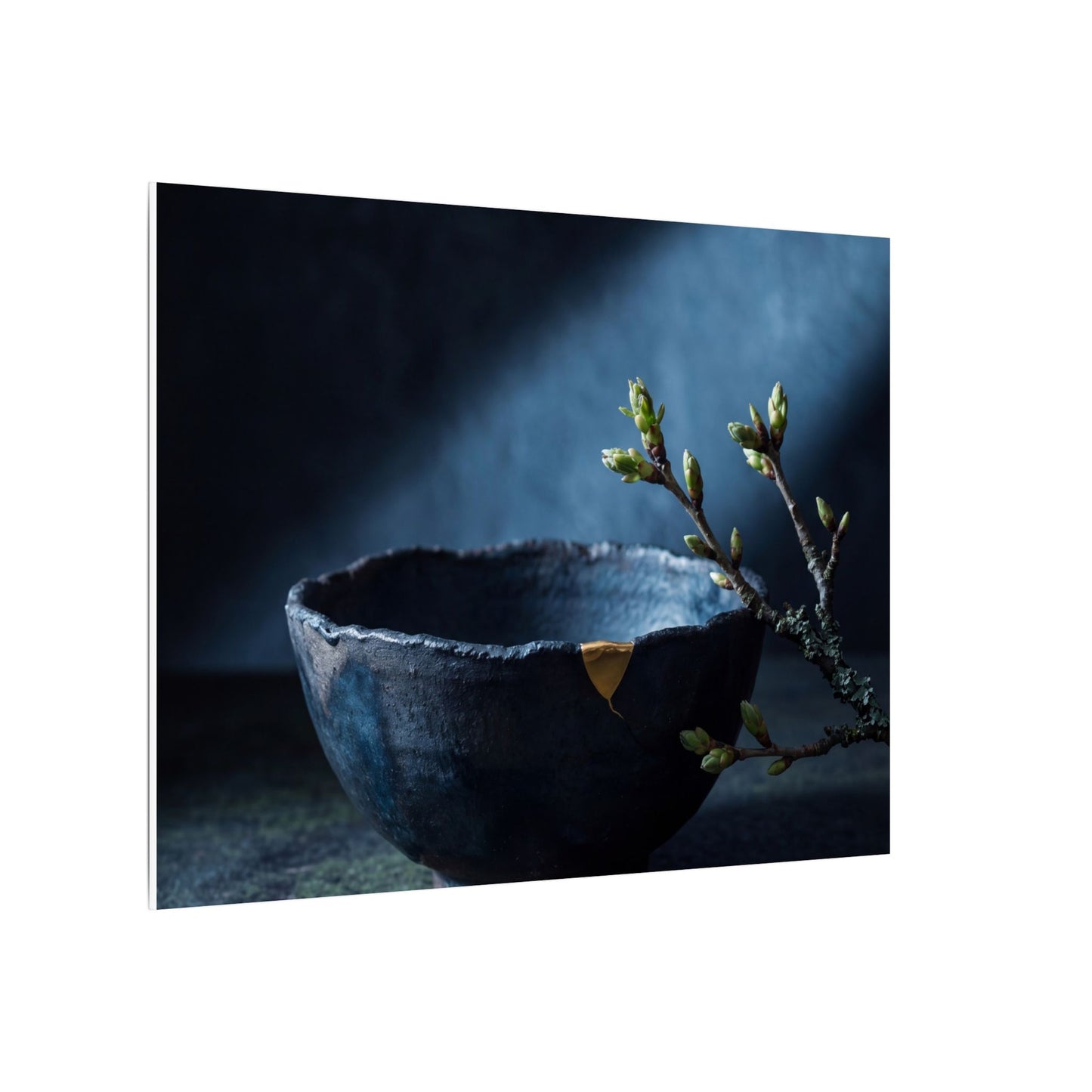 Ceramic Bowl Shadow Zen Canvas Art | Sophisticated Dark Japandi Art