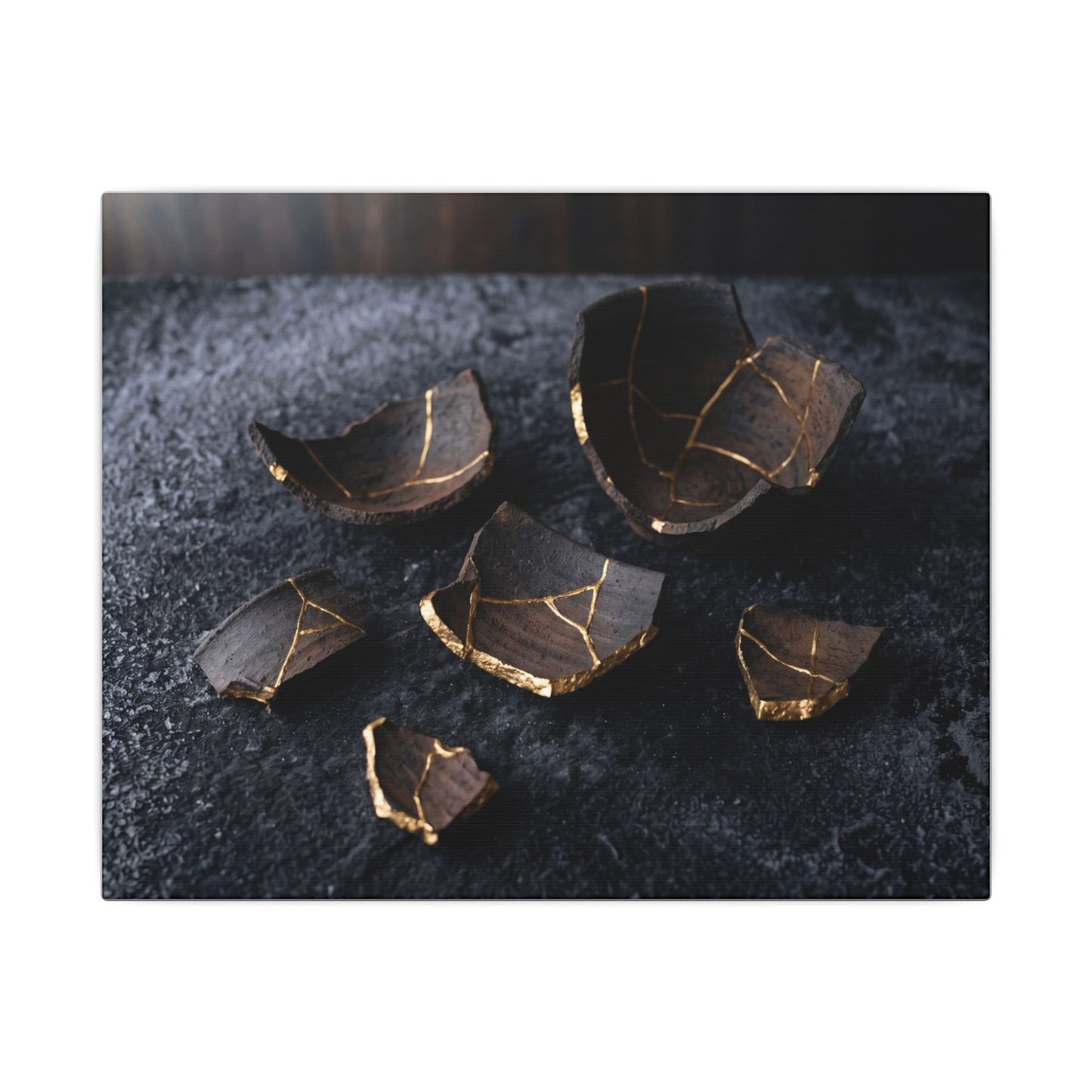 Winter Broken Pottery Shadow Zen Canvas Art | Bold Decor