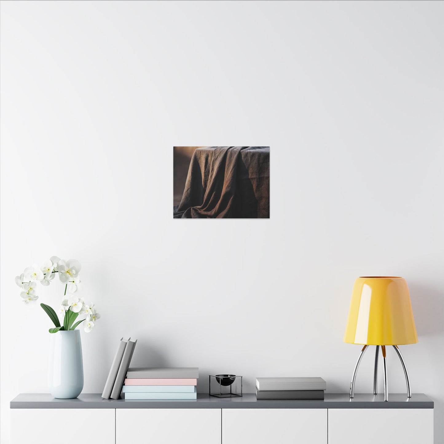 Silk Drape Canvas Art | Winter Dark Japandi Shadow Zen Art