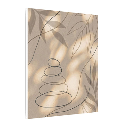River Stones Minimal Line Canvas Art | Earthy Japandi Art