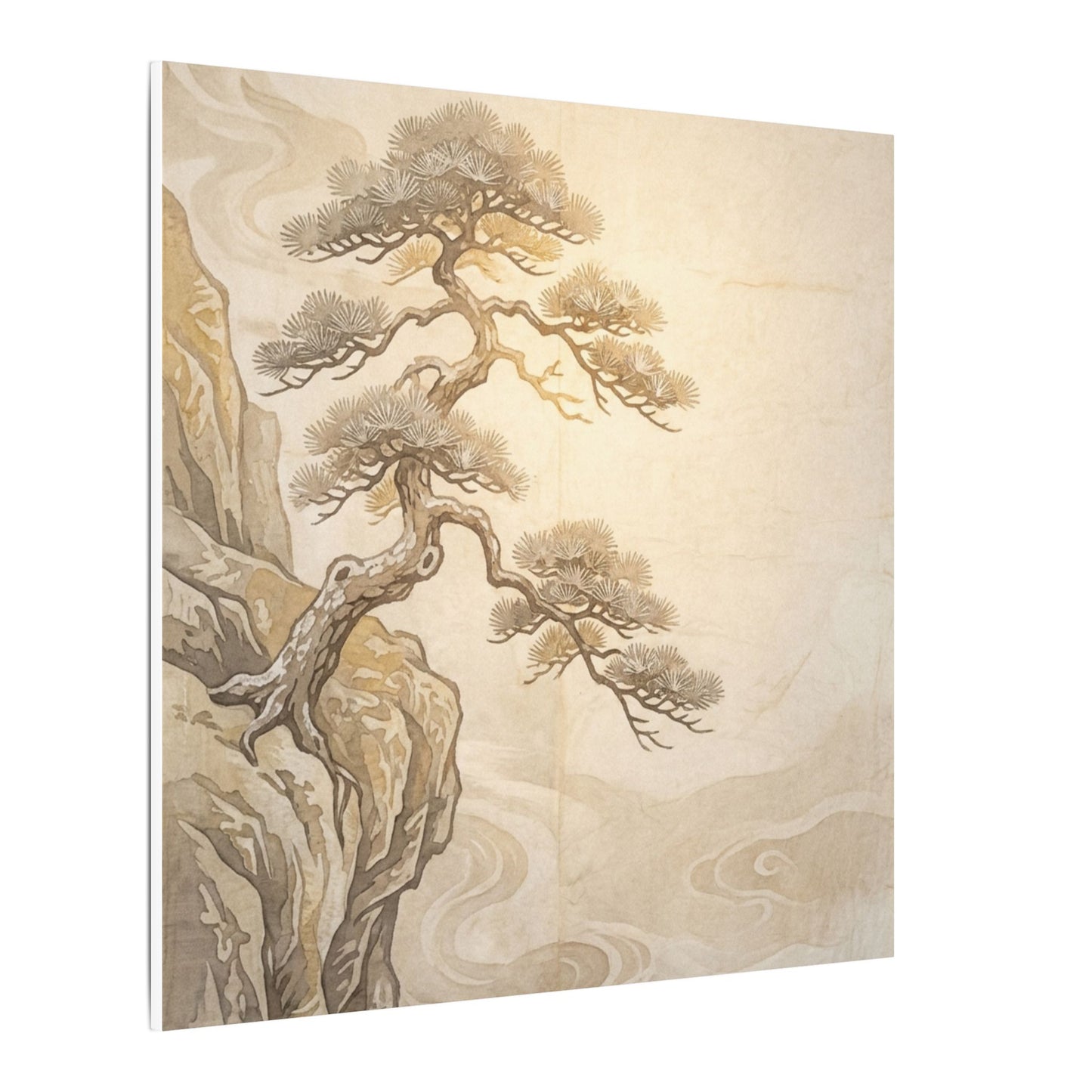 Winter Pine Tree Japanese Pattern Canvas Art | Elegant Decor