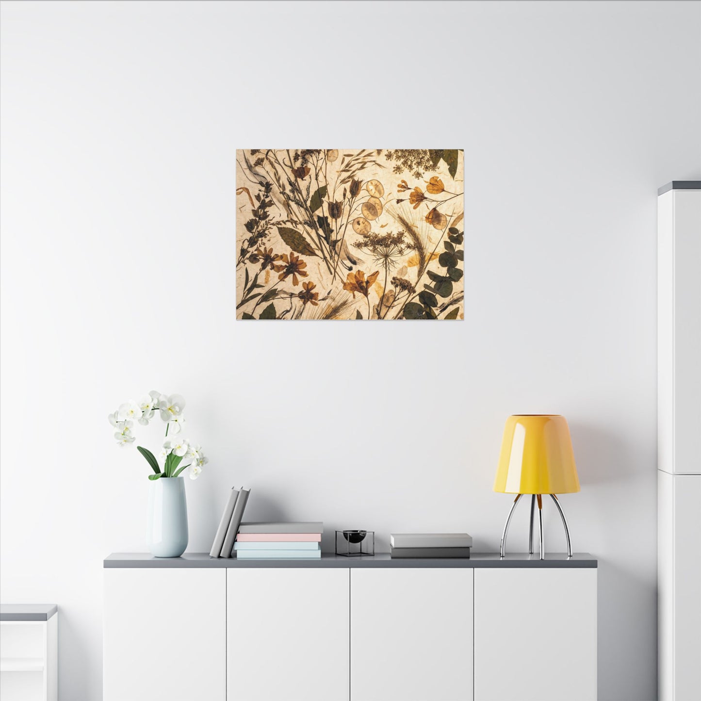 Dried Flowers Summer Canvas Art | Japandi Neutral Design