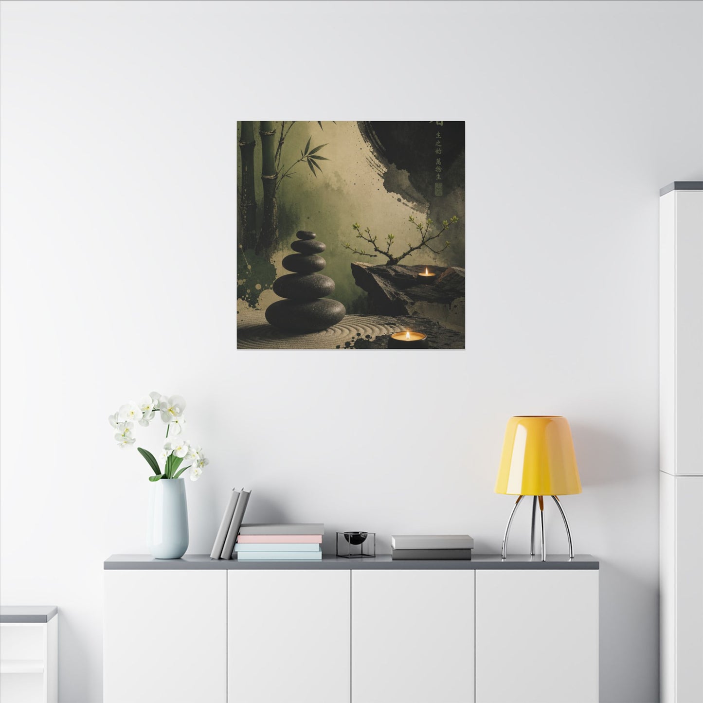 River Stones Spring Canvas Art | Zen Contemplative Design