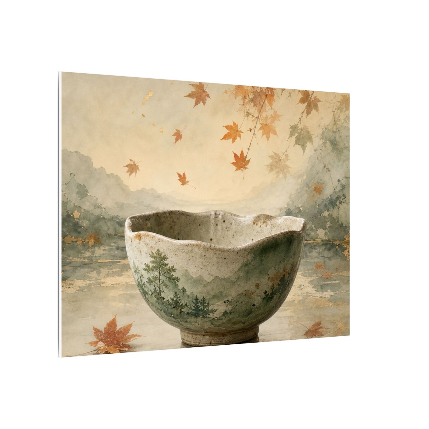Autumn Ceramic Bowl Watercolor Canvas Art | Cozy Decor