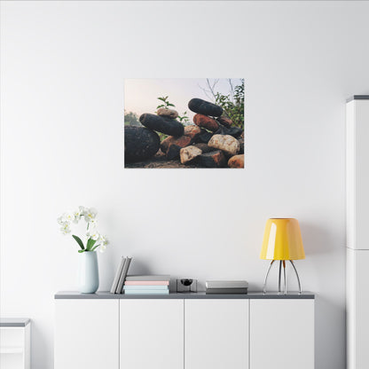 River Stones Canvas Art | Spring Kintsugi Broken Beauty Art