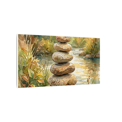 River Stones Summer Canvas Art | Japandi Cozy Design