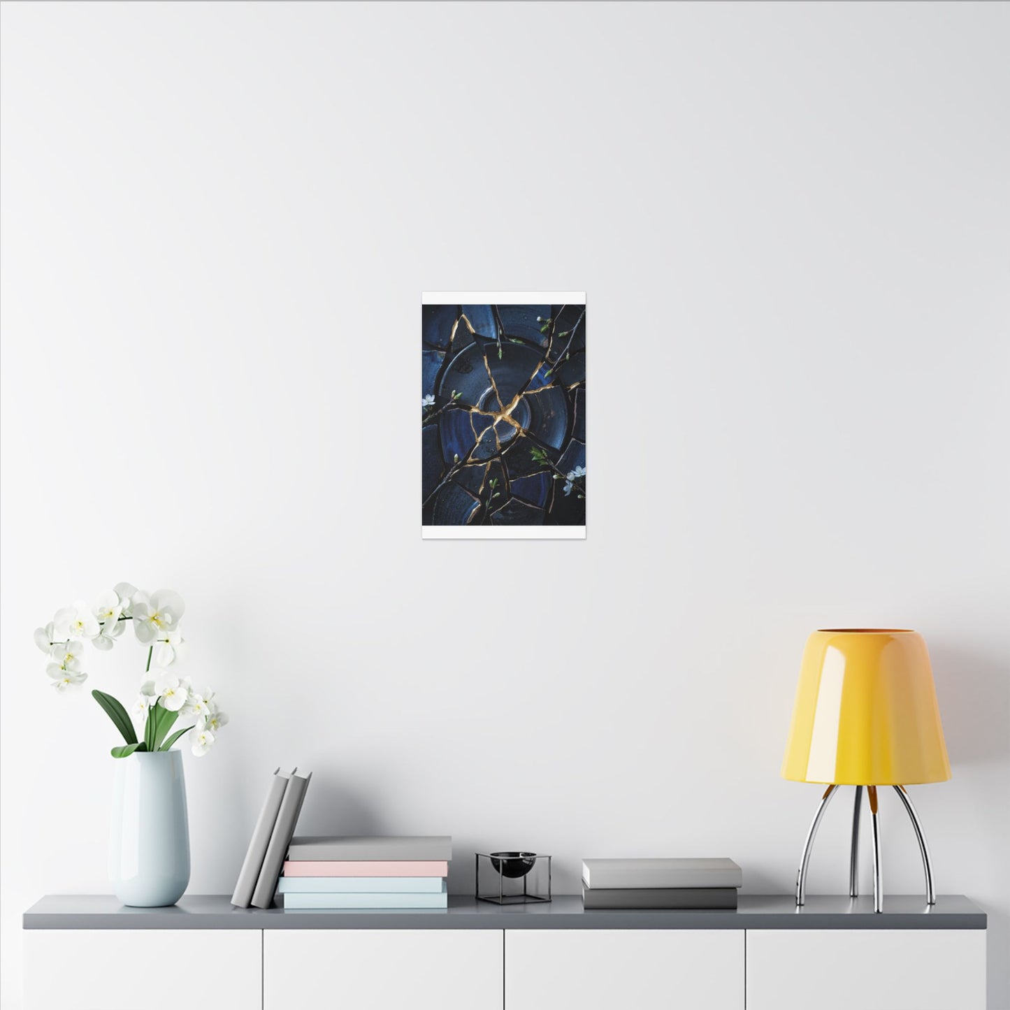 Moonlight Broken Pottery Canvas Art - Kintsugi Fukinsei