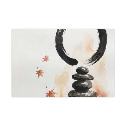 River Stones Canvas Art | Autumn Zen Enso Art Art Print