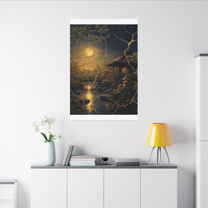 Spring Moonlit Garden Gold Vein Canvas Art | Resilient Decor