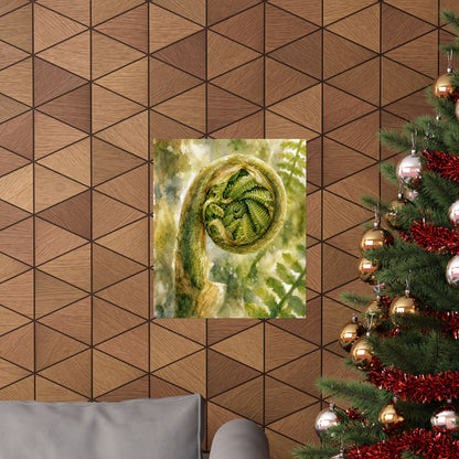Elegant Fern Unfurling Wall Art Print - Watercolor Japandi
