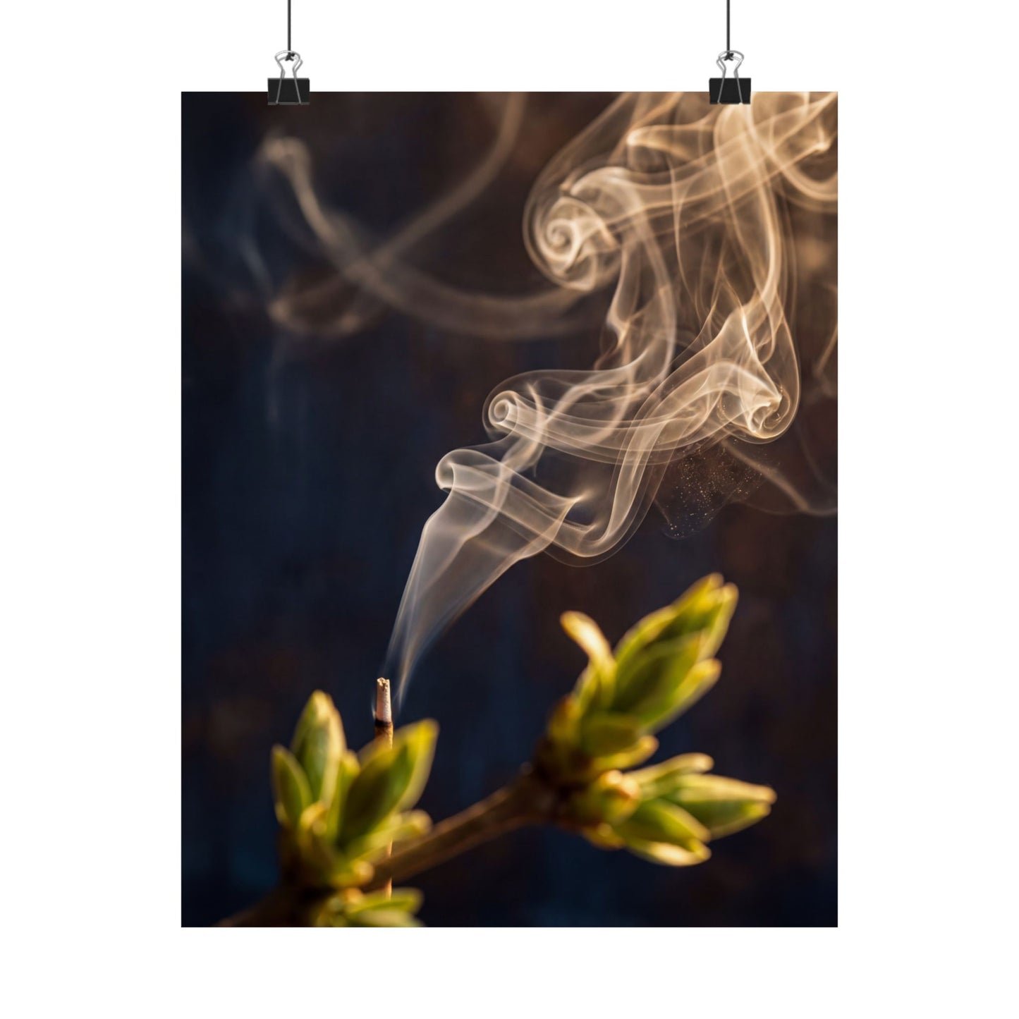 Incense Smoke Wall Art Print | Spring Dark Japandi Dark Texture Art Art Print
