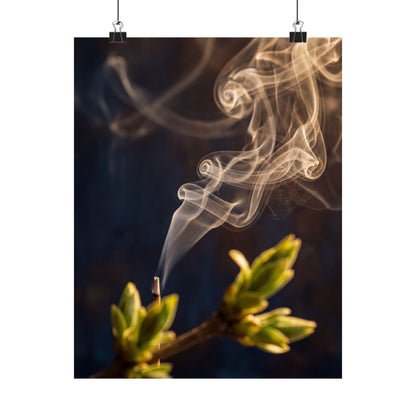 Incense Smoke Wall Art Print | Spring Dark Japandi Dark Texture Art Art Print