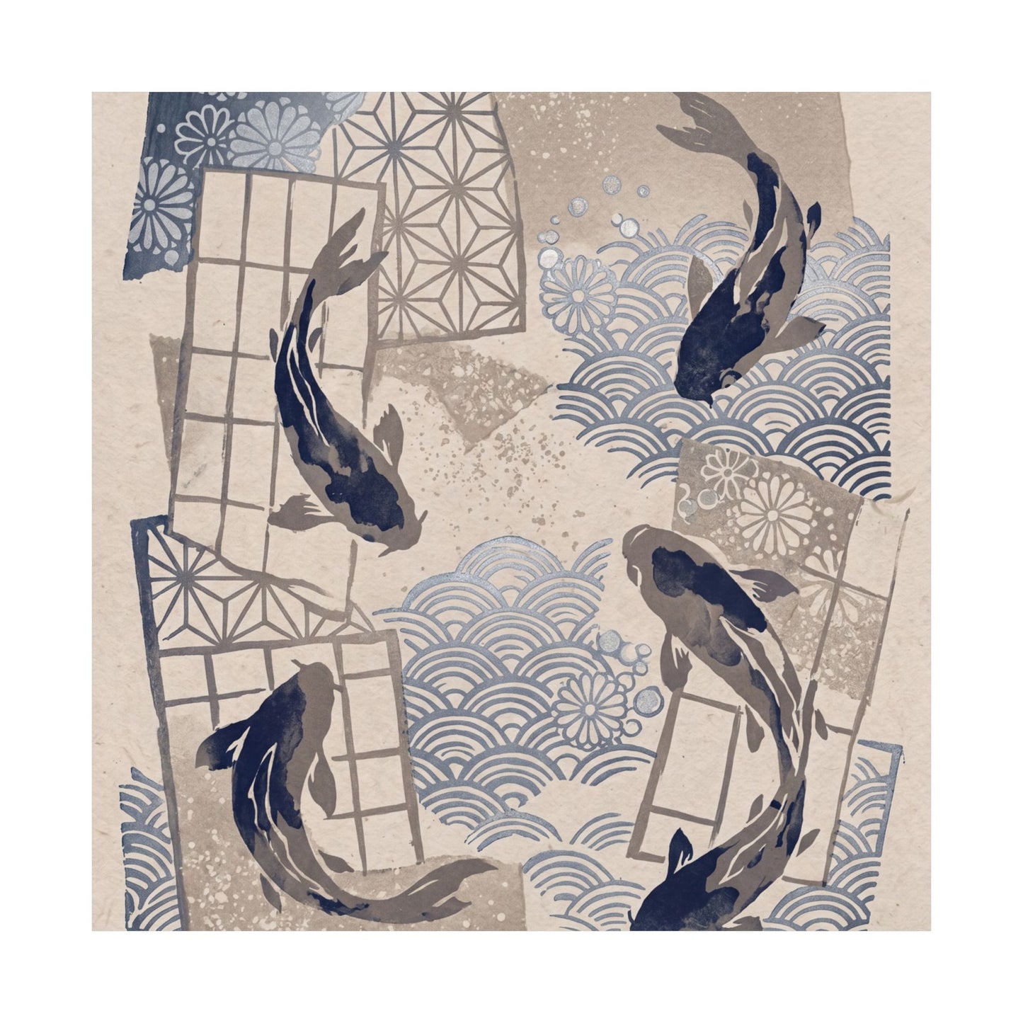 Seijaku Koi Pond Wall Art Print - Japandi Japanese Pattern