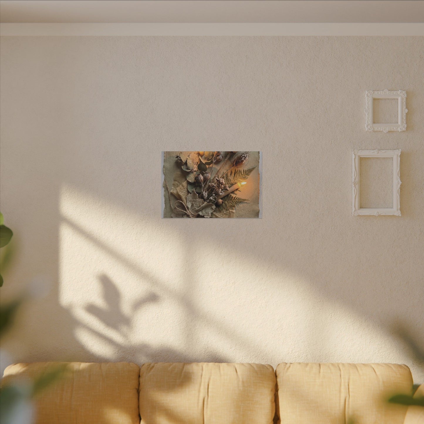 Dried Flowers Texture Canvas Art | Warm Japandi Art