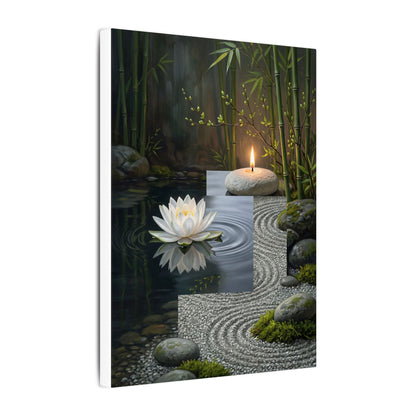 Candlelight Lotus Flower Canvas Art - Zen Kanso