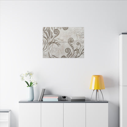 Japandi Fern Unfurling in Overcast | Japanese Pattern Canvas Art