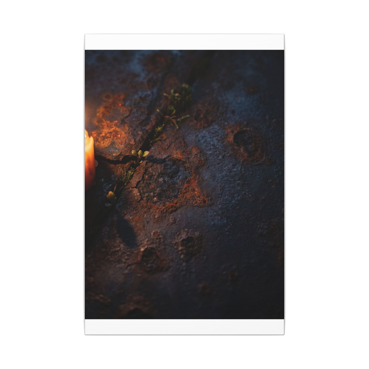 Candlelight Rust Patina Canvas Art - Dark Japandi Ma