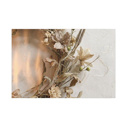 Dried Flowers Japanese Pattern Canvas Art | Neutral Japandi Art Art Print