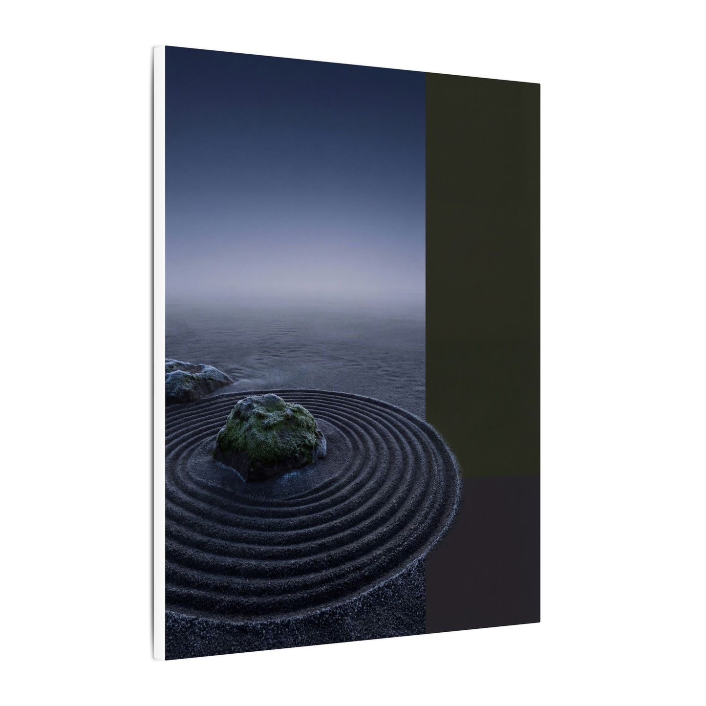 Ma Rock Garden Canvas Art - Dark Japandi Moody Minimal